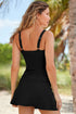 Solid Square Neck Sleeveless Tankini Swimsuit